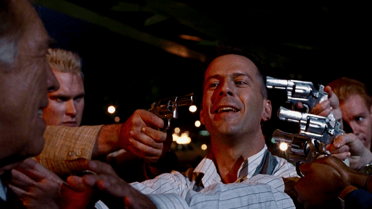 Bruce Willis as Hudson Hawk Faces Off Against the Candy Bar-Themed CIA Goons